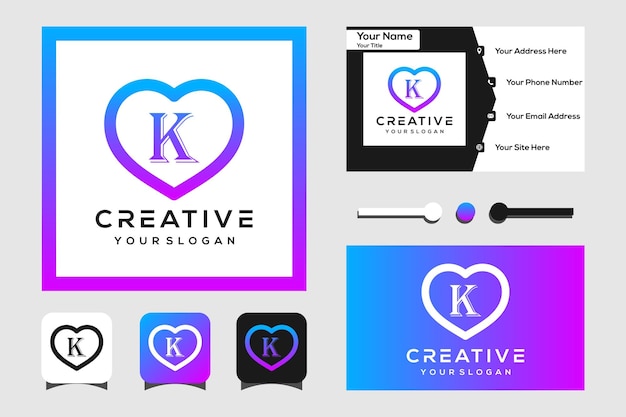 ベクトル モダンな文字kと愛のロゴデザイン
