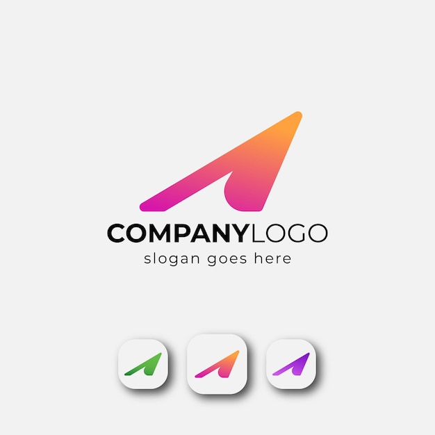 Modern A letter logo initial gradient colorful