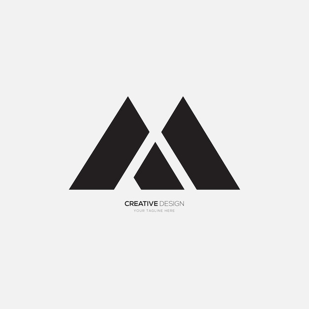 Modern letter m flat creative black unique monogram logo