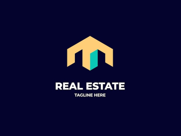 Modern Letter mark M Real estate Yellow Trendy Logo Design