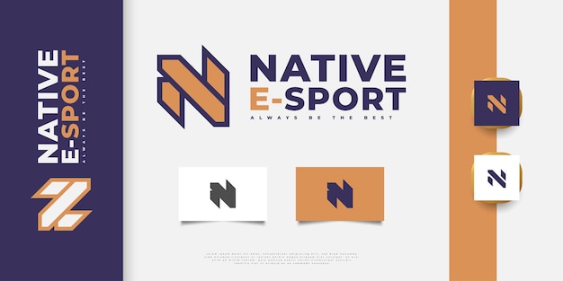 Design moderno del logo della lettera n con stile e-sport. n logo iniziale, simbolo o icona per emblema o identità