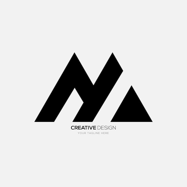 Современная буква Nm или Mn с плоской монограммой в форме горы, походный абстрактный логотип
