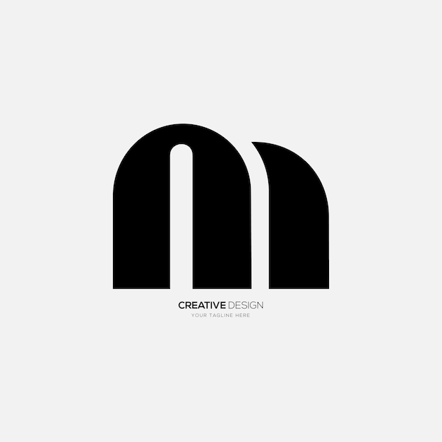 Modern letter NM of MN creatief zwart plat monogramlogo