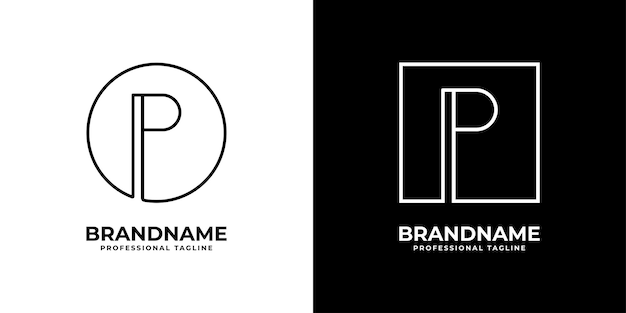 Современная буква p с логотипом круга уникальная буква p с квадратным логотипом
