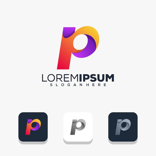 Modern letter p logo design