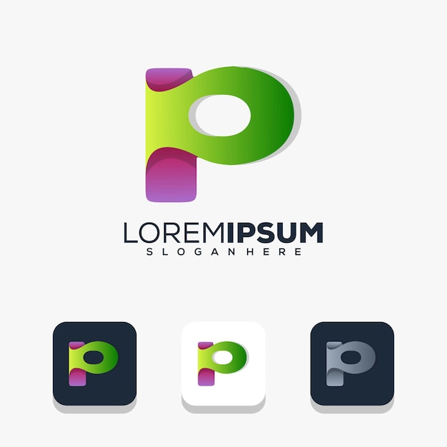 Modern letter p logo design