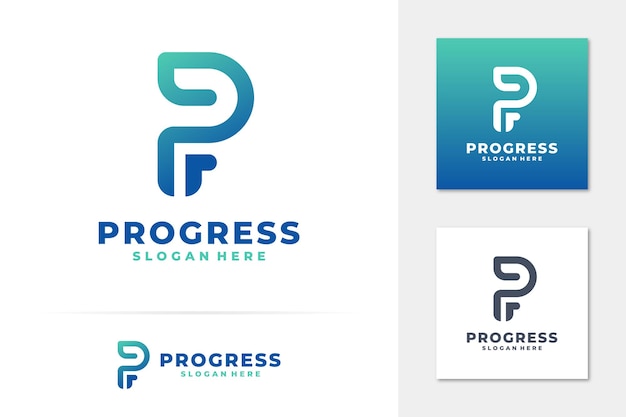 Modern letter p progress logo vector