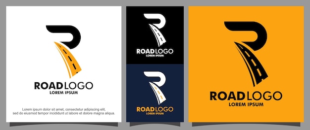 Modern letter R and road logo template