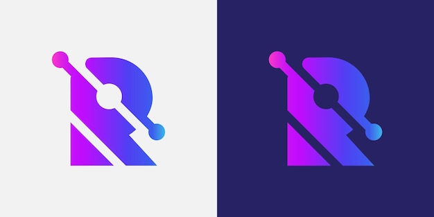 Modern letter R tech logo design