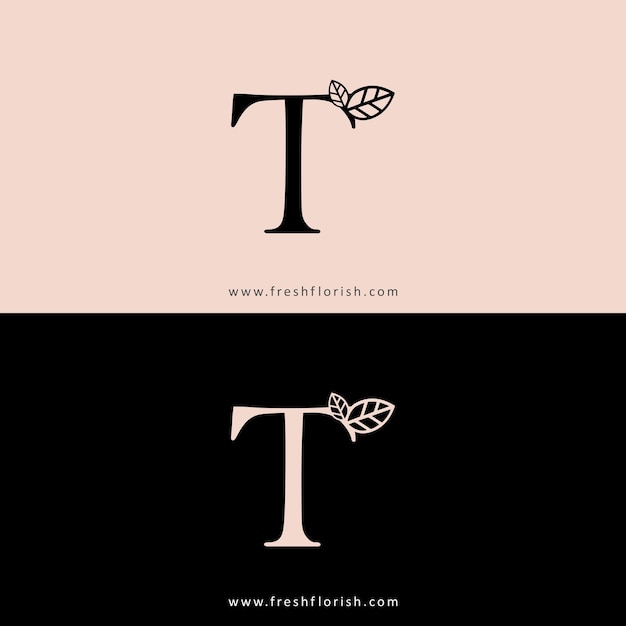 Vector modern letter t florish logo