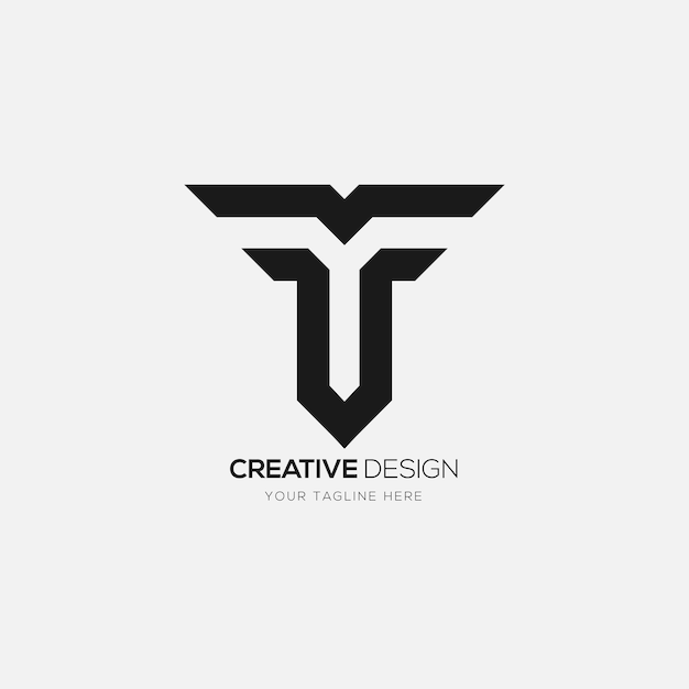 Vector modern letter t y negative space abstract logo