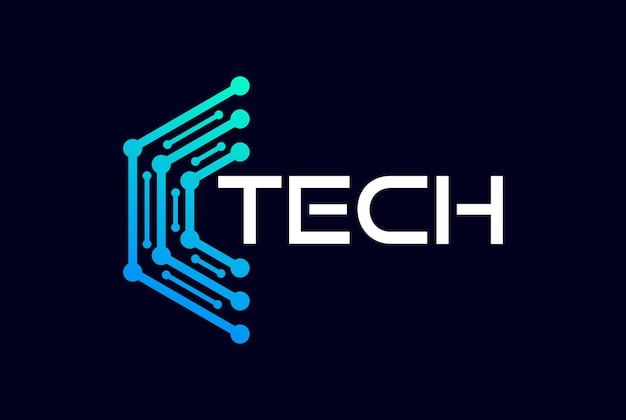 modern letter tech abstract logo bundel kleurrijke letter tech logo