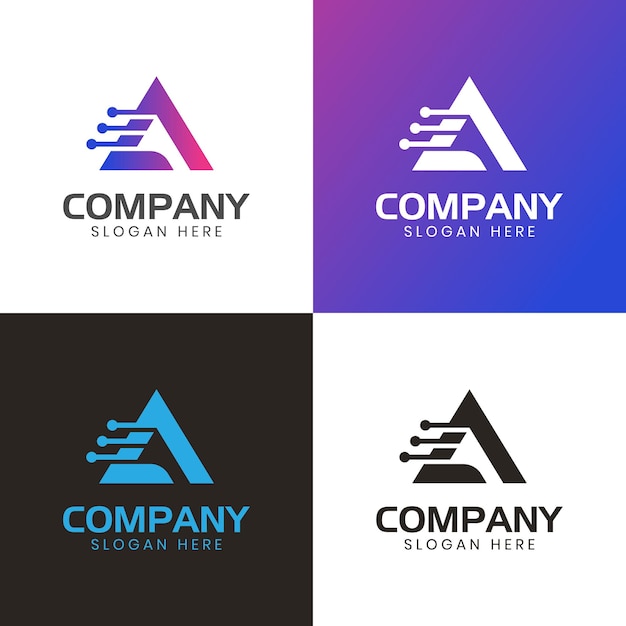 Modern Letter A technology Professional logo design for all kinds of business brand logo vector icon