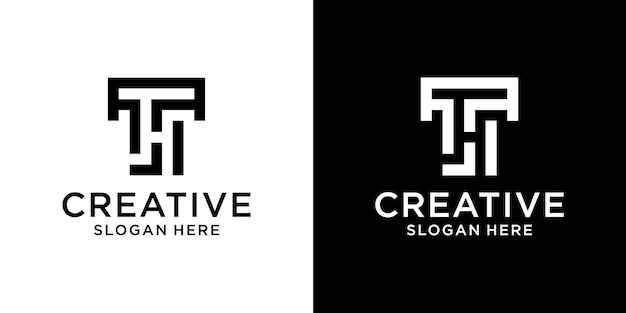 Вдохновение для векторного дизайна современной буквы th логотипа монограммы