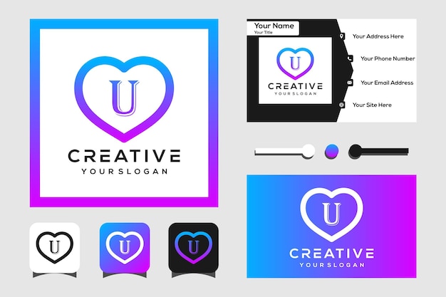 ベクトル モダンな文字uと愛のロゴデザイン