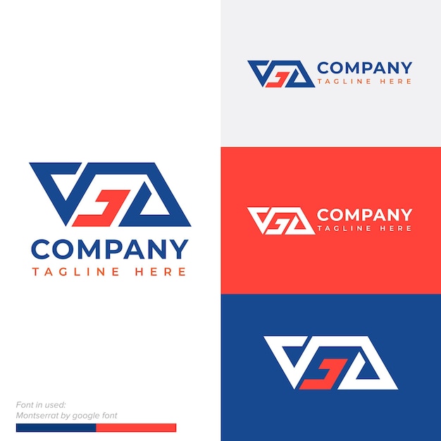 Modern letter V G A or initial VGA symbol icon flat logo vector design