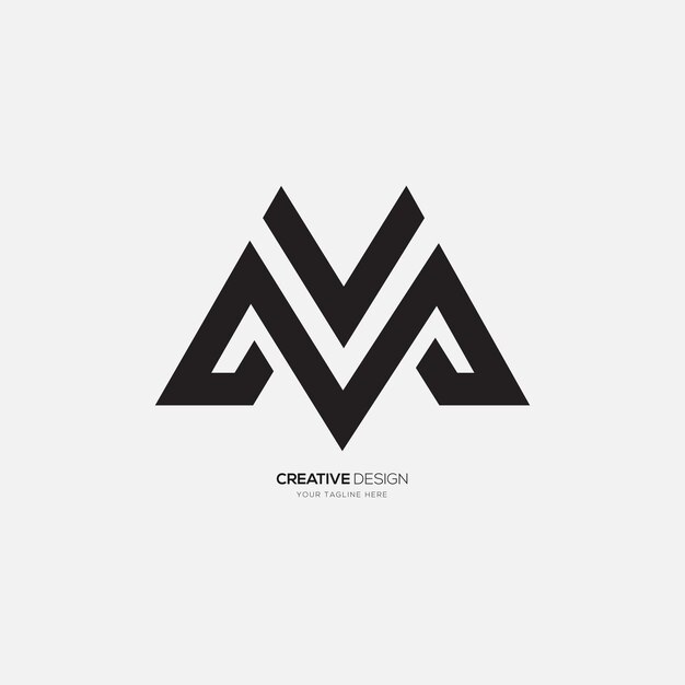 Modern letter V M or M V line shape unique abstract logo