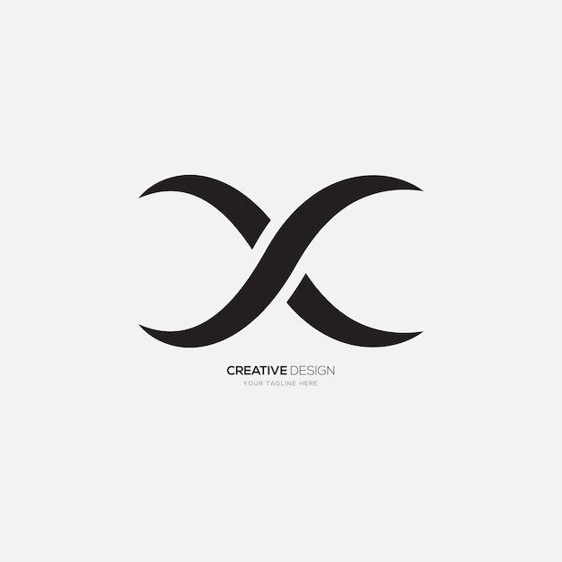 Modern letter X with infinity sign simple flat logo