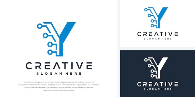 テクノロジーのロゴデザインとモダンな文字y