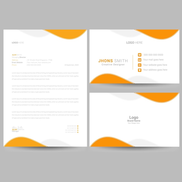 Modern Letterhead amp Business Card Design same design template vector layout template A4 size