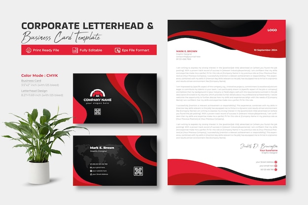 Modern letterhead and business card template