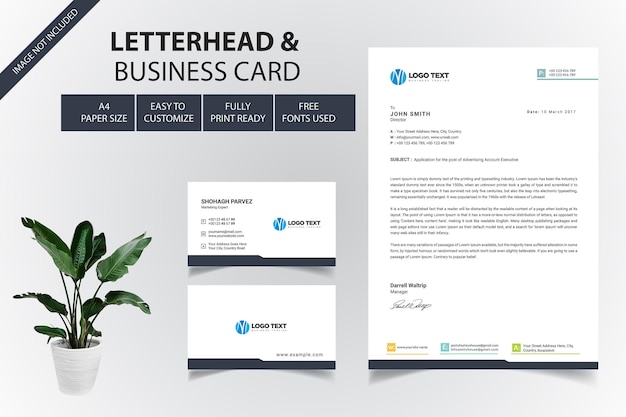 Modern letterhead and business cards design