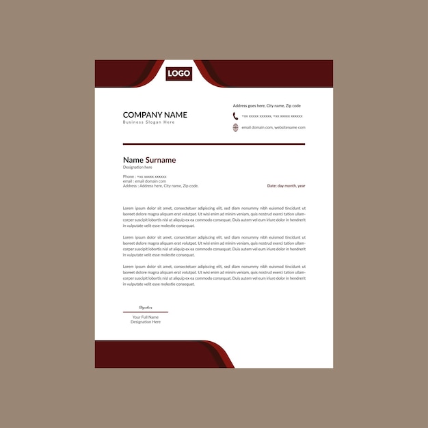 Modern Letterhead Design Elegant Template Display for Promotional Campaign
