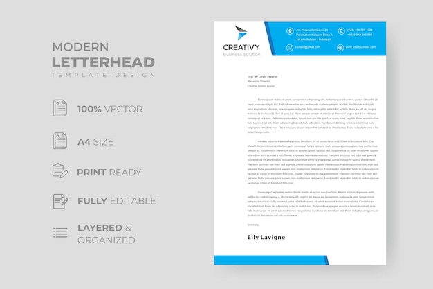 モダンなレターヘッドのテンプレートデザイン