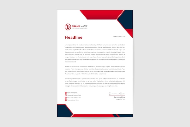 Modern letterhead with abstract shapes