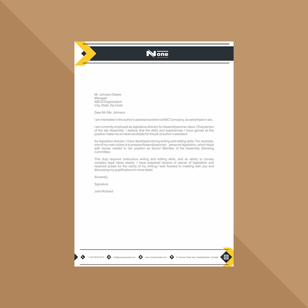 Modern Letterhead in Yellow and Grey Geometrical Shapes