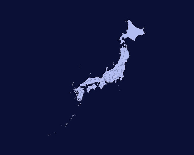 Vector modern light blue color high detailed border map of japan isolated on blue background vector