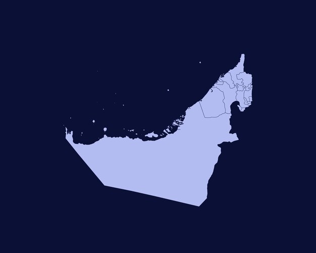 青で隔離されるアラブ首長国連邦の現代の水色の高詳細なボーダーマップ