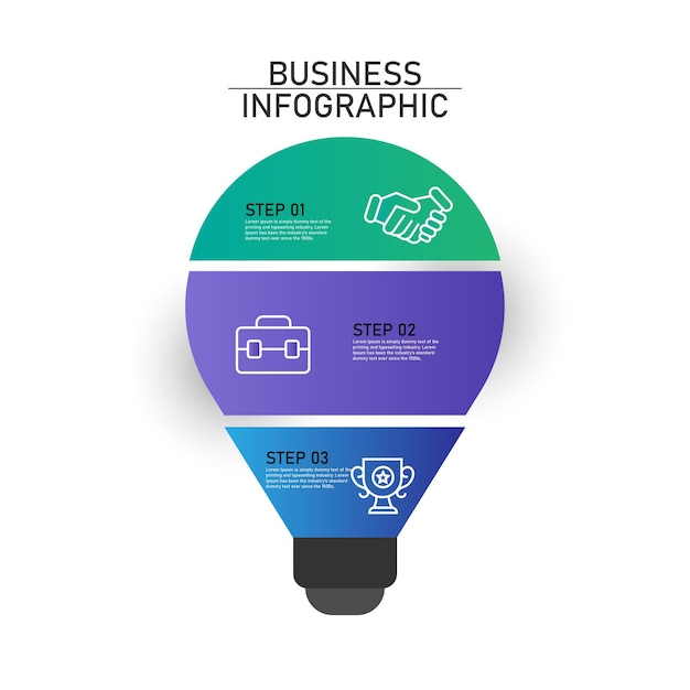 Modern light bulb infographic 3 options Template for presentation