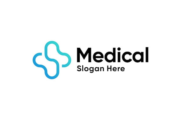 Modern line art medical hospital care logo design