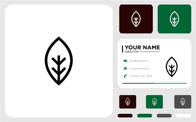 현대 라인 아트 스타일 잎 아이콘 로고 디자인