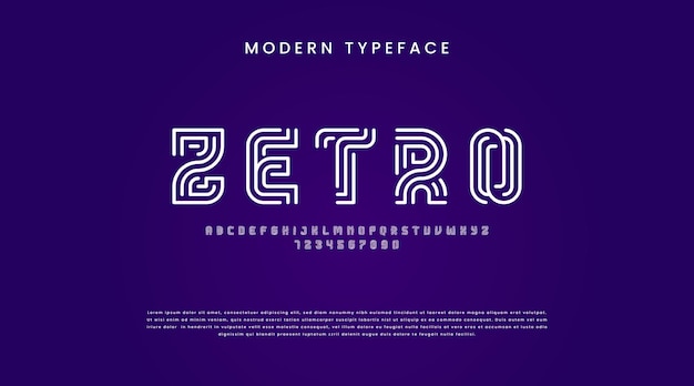 Vector modern line art typeface suitable for technology science and sporty theme