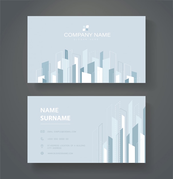 Vector modern line double sided business card template