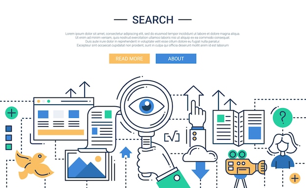 modern line flat design search composition
