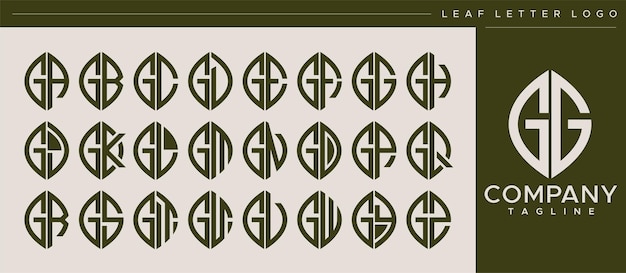 Vector modern line leaf letter gg g logo design.