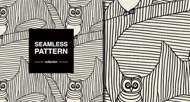 modern line owl seamless pattern decoration vector background