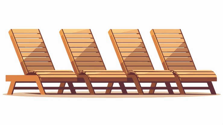 Vector 수영장  에 있는 현대적 인 목조 라운지 의자