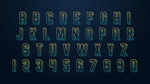 Modern linear alphabet font