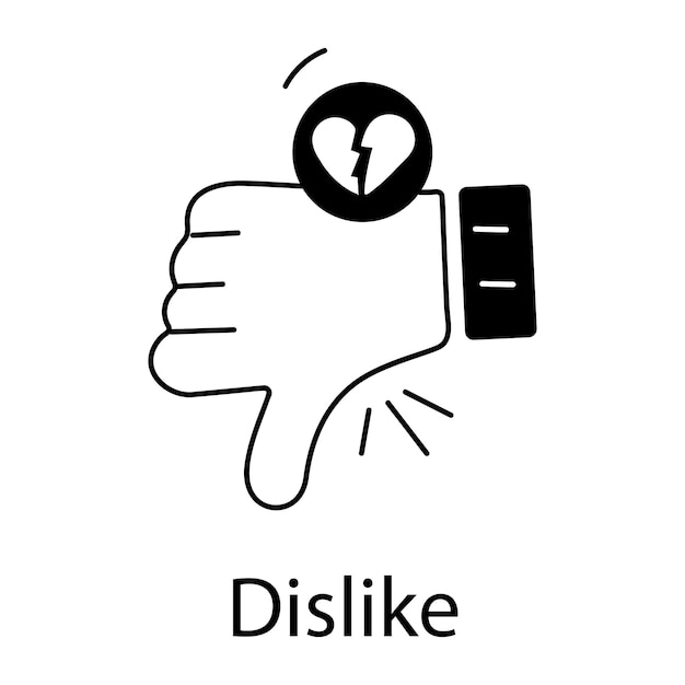 Modern linear icon of dislike sign