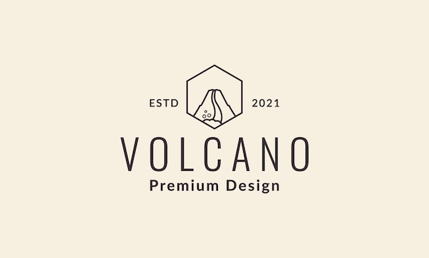 Modern lines mountain volcano eruption logo vector symbol icon design graphic illustration