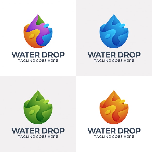 Modern liquid water logo in 3D style.