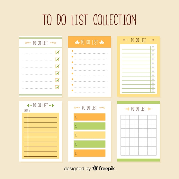 Modern to do list collection with colorful style