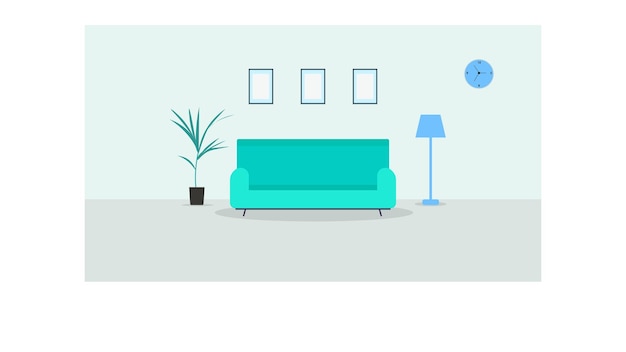 フラットなデザインのモダンなリビング ルームのインテリア デザイン