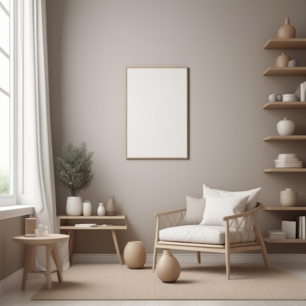 Vettore soggiorno moderno con pavimento vuoto di legno bianco e divano con parquet per piante di caffè
