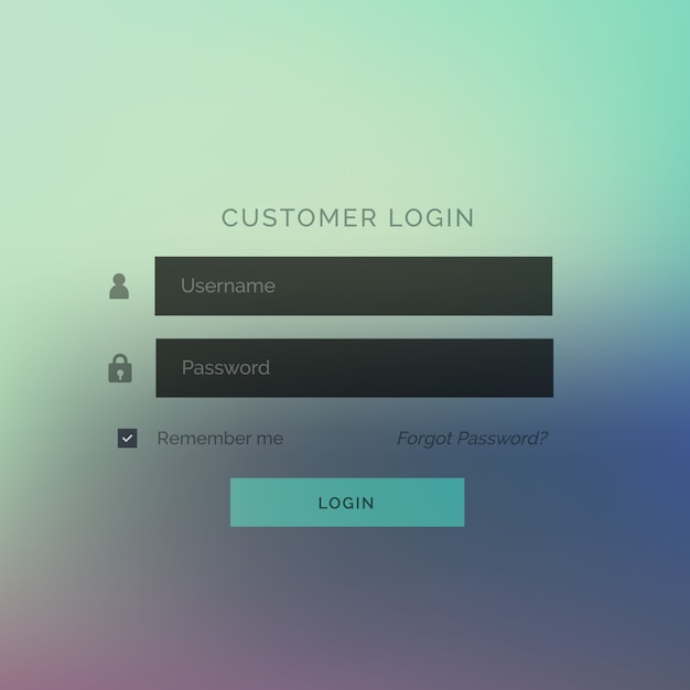 Vector modern login ui vorm sjabloon ontwerp met vage achtergrond