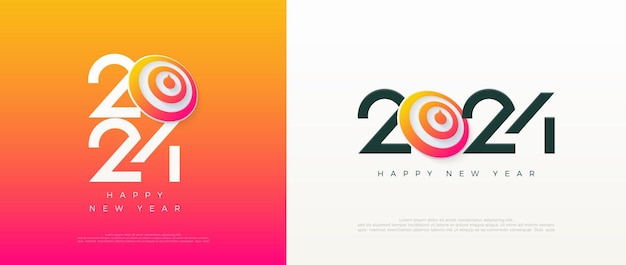 Modern Logo Design Happy New Year 2024 for greetings with colorful themes Premium design for greetings posters banners social media posts